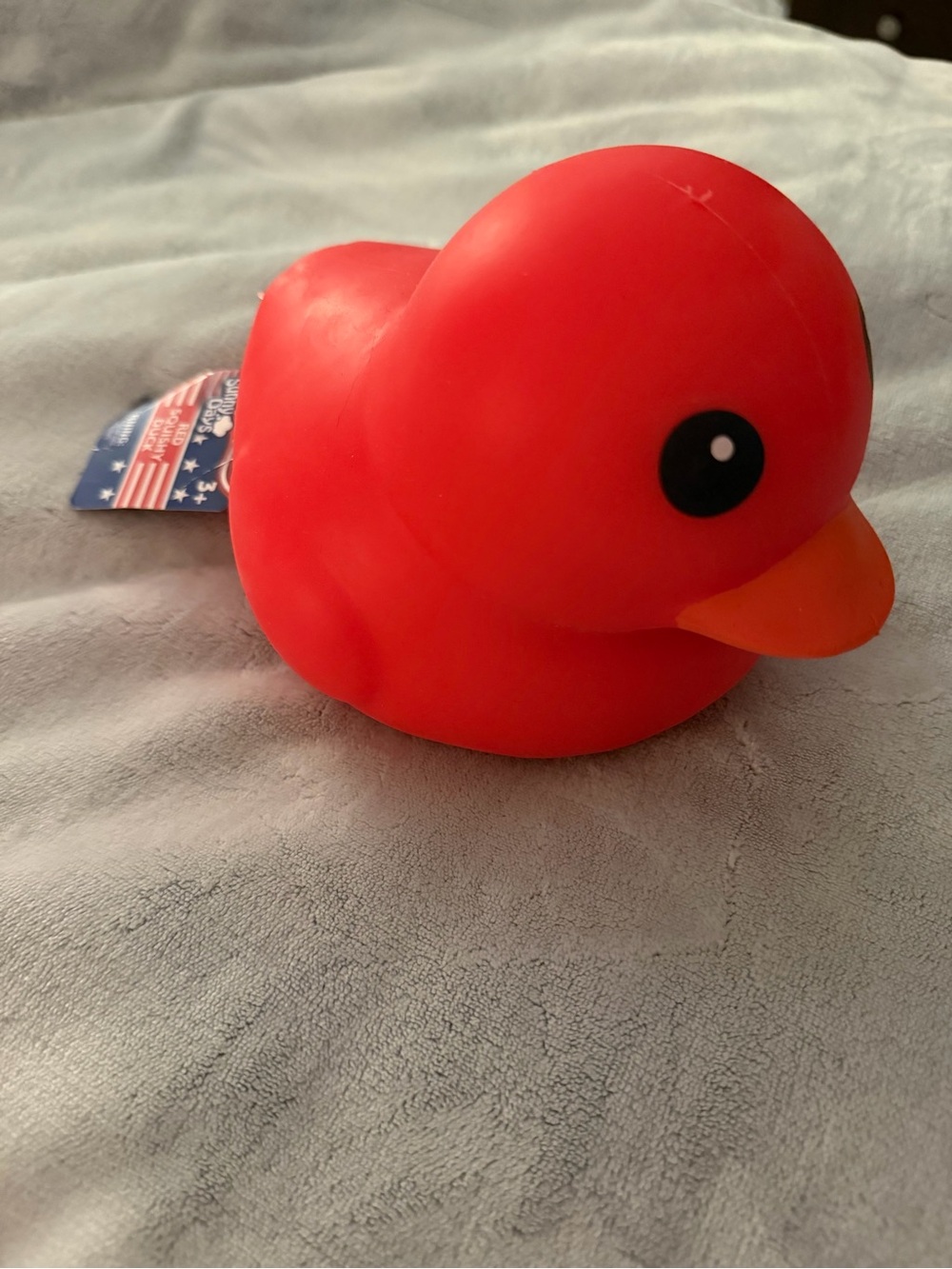 Bright Red Rubber Duck Bath Toy